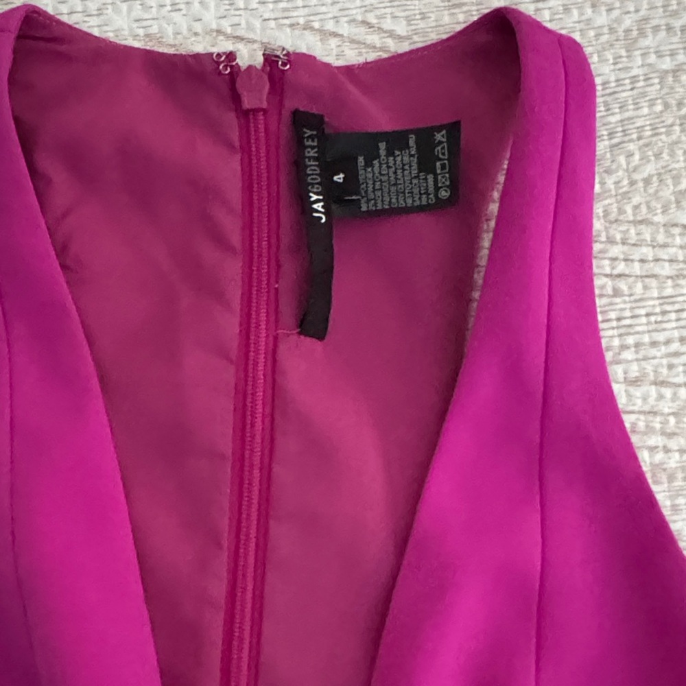 JAYGODFREY Fuchsia Plunge-Neck Jumpsuit - Picture 2 of 3